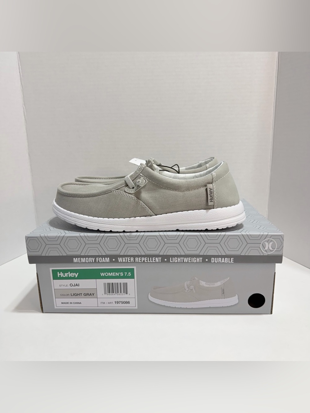 Hurley Women's Casual Shoe Memory Foam Lightweight OJAI Light Gray SIZES 7.5-8.5